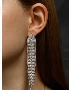 Серьги висячие со стразами «Вечное сияние» медуза, белые в серебре Qf