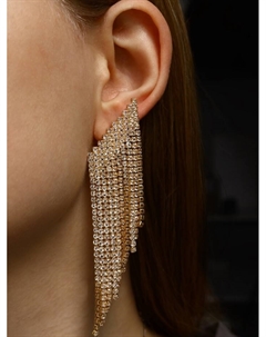 Серьги висячие со стразами «Вечное сияние» лесенка, белые в золоте Qf