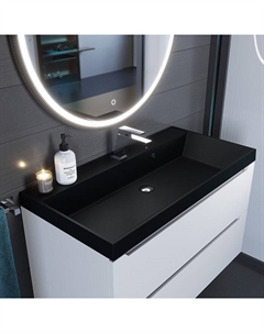 Раковина Uperwood Classic Quartz 90 см, кварцевая, черная матовая, космос