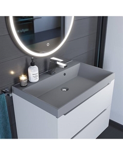 Раковина Uperwood Classic Quartz 70 см, кварцевая, серая матовая, бетон