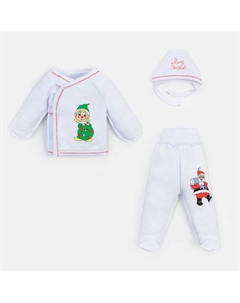 Комплект (распашонка, ползунки, чепчик) для новорожденных, цвет белый, рост 62 см Si baby