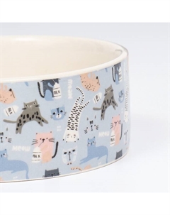 Миска керамическая «Абстракция котов» 300 мл - 11.5×11.5×5 см, голубая/белая Пижон