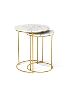 Столик журнальный, 450х450х550, Мрамор каррара белый/Золото Sheffilton