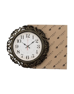 Часы настенные, интерьерные "Хостон", бесшумные, d-40.5 см, циферблат 26 см, чёрно-золотые Рубин