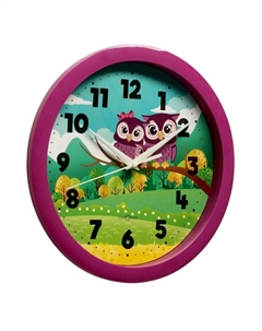Часы настенные, d-28 см, детские, "Совушки", бесшумные Соломон