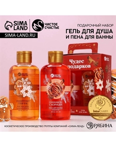 Подарочный набор новогодний женский «Чудес и подарков»: гель для душа и пена для ванны, 2×300 мл Чистое счастье