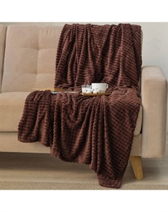 Плед «. Клетка», 200×220 см, корал-флис, коричневый Этель