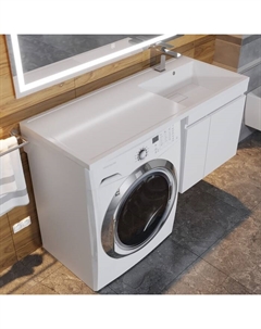 Раковина над стиральной машиной Uperwood Magenta, 120 см, правая, белая