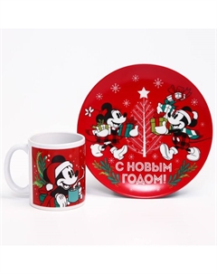 Набор посуды «С Новым Годом», Микки Маус и его друзья, кружка 350 мл, тарелка 20 см Disney