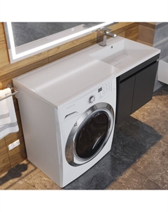 Раковина над стиральной машиной Uperwood Magenta, 110 см, правая, белая