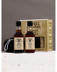 Подарочный набор «Крутой мужик», гель для душа, шампунь для волос и мочалка, 2×250 Чистое счастье