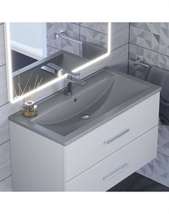 Раковина Uperwood Foster Quartz 90 см, кварцевая, серая матовая, бетон