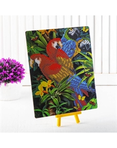 Алмазная вышивка с частичным заполнением «Попугаи» с подставкой, размер картины: 21 × 25 см Школа талантов