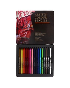 Карандаши цветные цельнографитные, в металлической коробке, 16 цветов Superior