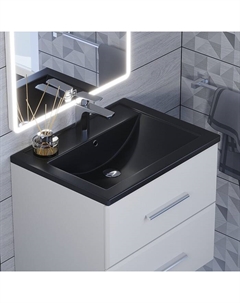 Раковина Uperwood Foster Quartz, кварцевая, 60 см, чёрная матовая, уголь