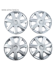 Колпаки колесные R=15 «ДЖОЙ », серебристый, карбон, набор 4 шт. Torso