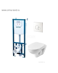 Комплект инсталляции: подвесной унитаз «Бореаль» сиденье дюр. softclose, инсталляция, панель хром Santek