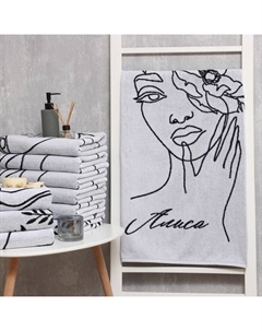 Полотенце именное махровое «Алиса» 70х130см, 100% хлопок, 420гр/м2 Этель