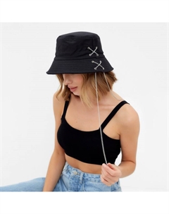 Панама женская с цепочкой, чёрная, размер 56-58 Minaku