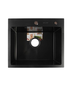 Мойка кухонная AFLORN AF95044F, врезная, S=3.0 и 0.8 мм, 50×44×22 см, сифон, графит Aflorn