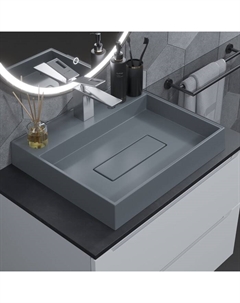 Раковина накладная кварцевая Uperwood Tanos Quartz 50 см, прямоугольная, бетон