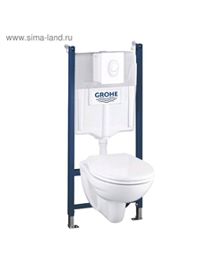 Комплект инсталляции: Solido 4в1, унитаз, сиденье с крышкой, панель смыва Skate Air белая, 39117000 Grohe