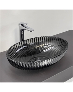 Раковина накладная Comforty CF24006, стеклянная, овальная, цвет серый дым, 51 см