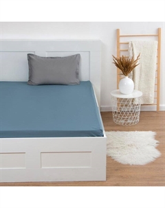 Простыня на резинке 1.5-спальная «», 160×200+25 см, серо-голубая ранфорс Этель