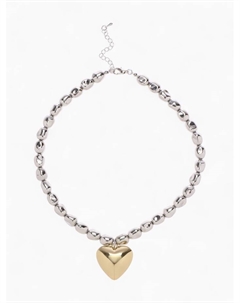 Кулон на декоративной основе «Сердце» объёмное, цвет серебро с золотом, 40 см Qf