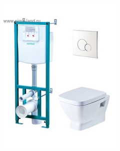 Комплект инсталляции: подвесной унитаз «Нео», сиденье, инсталляция, панель хром Santek