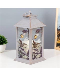 Светодиодная свеча в подсвечнике «Экзотика», LED-ночник, от батареек 3×ААА, серый с золотой патиной, 14×14×29.5 см Risalux