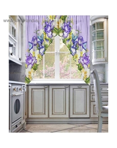 Тюль для кухни Черничный ром 250 х 170см, шифон, пэ 100% Виэлси