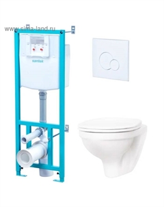 Комплект инсталляции: подвесной унитаз «Бореаль», сиденье, инсталляция, панель белая Santek