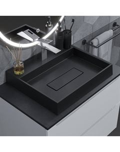 Раковина накладная кварцевая Uperwood Tanos Quartz, 50 см, с декоративной накладкой, уголь