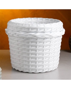 Декоративное кашпо для цветов «Коса», 5 л, 21×21.5 см, деревянное, белое Дарим красиво