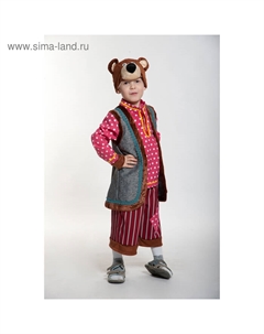 Карнавальный костюм «Михаил Потапыч», шапка, рубаха с жилетом, бриджи, рост 110-116 см Карнавалофф