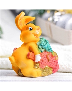 Копилка для денег «Заяц с цветами в телеге» рыжий, полистоун, 11×7×12 см Хорошие сувениры