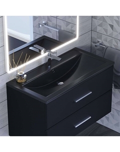 Раковина Uperwood Foster Quartz 90 см, кварцевая, черная матовая, космос