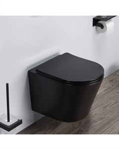 Унитаз подвесной COMFORTY 105MB безободковый, сиденье дюропласт, softclose тонкое, быстросъёмное, чёрный матовый Comforty