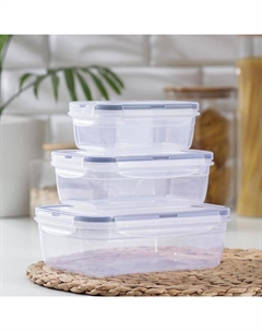 Набор ланч-боксов прямоугольных, 3 шт: 1,3 л, 0,7 л, 0,4 л Plast'art