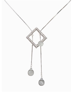 Кулон на цепочке «Волшебство», квадрат и стразинка, белый в серебре, 70 см Qf