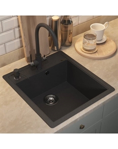 Кухонная мойка кварцевая Uperwood Quartz UPD-07, прямоугольная, цвет 04 черная