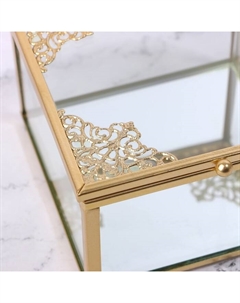 Органайзер для хранения Great, шкатулка для украшений, стекло, с зеркальным дном, 10×10×6 см, медный Qf