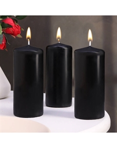 Набор свечей-цилиндр, 5×11.5 см, 3 шт., чёрная Омский свечной завод