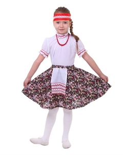 Юбка русская народная в цветочек с фартуком, р-р 32 Страна карнавалия