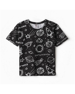 Футболка для мальчика, цвет чёрный/ко смос, рост 134 см Ohana kids