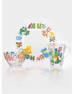 Набор посуды «Абвгдейка», 3 предмета, стекло, прозрачный Декостек