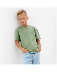 Футболка детская однотонная : Casual Collection, цвет хаки, рост 140 см Minaku