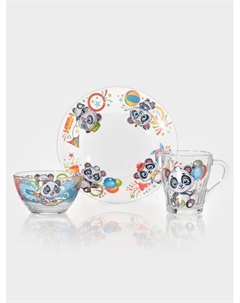 Набор посуды «Давай поиграем», 3 предмета, стекло, прозрачный Декостек