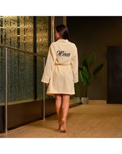 Халат махровый женский «Жена любимая» размер 46-48, 100% хлопок Этель